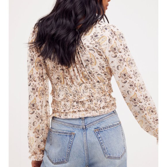 NWT Free People Printed Lolita Top / Light Combo - Picture 3 of 5